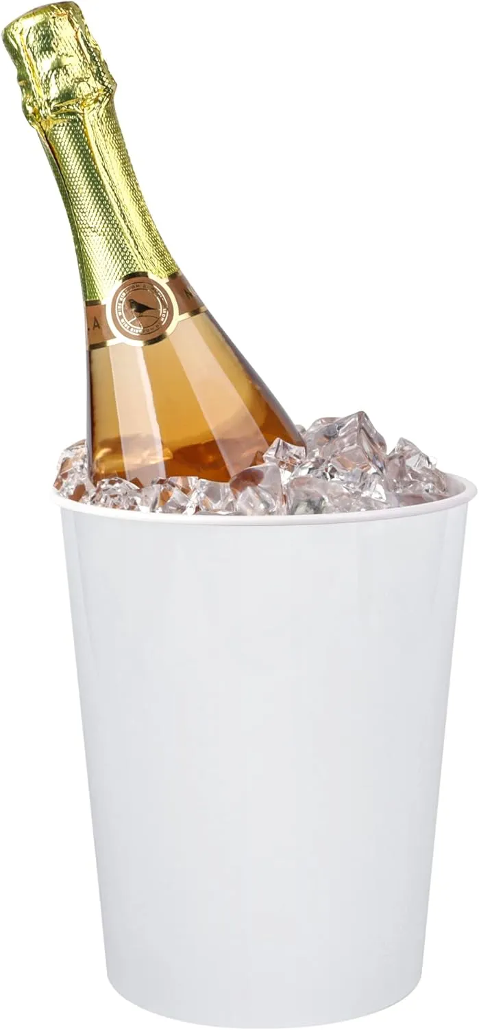12 Pack Ice Buckets for Parties, Plastic Wine Cooler for Champagne, Beverage, Soda and Beer, Classic Wine Bottle Chiller for Wedding, Versatile Buckets as Vase, Flower Pot or Trash Bin, White