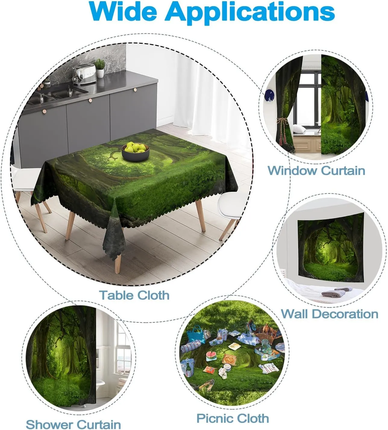 12x6ft Forest Backdrop Summer Tropical Jungle Enchanted Forests Plants Green Trees Nature Landscape Photography Background Camping Party Travel Explore Studio Photo Props Polyester