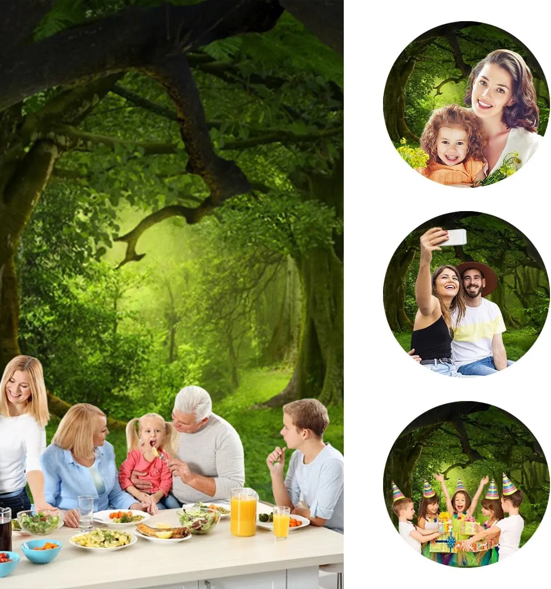 12x6ft Forest Backdrop Summer Tropical Jungle Enchanted Forests Plants Green Trees Nature Landscape Photography Background Camping Party Travel Explore Studio Photo Props Polyester