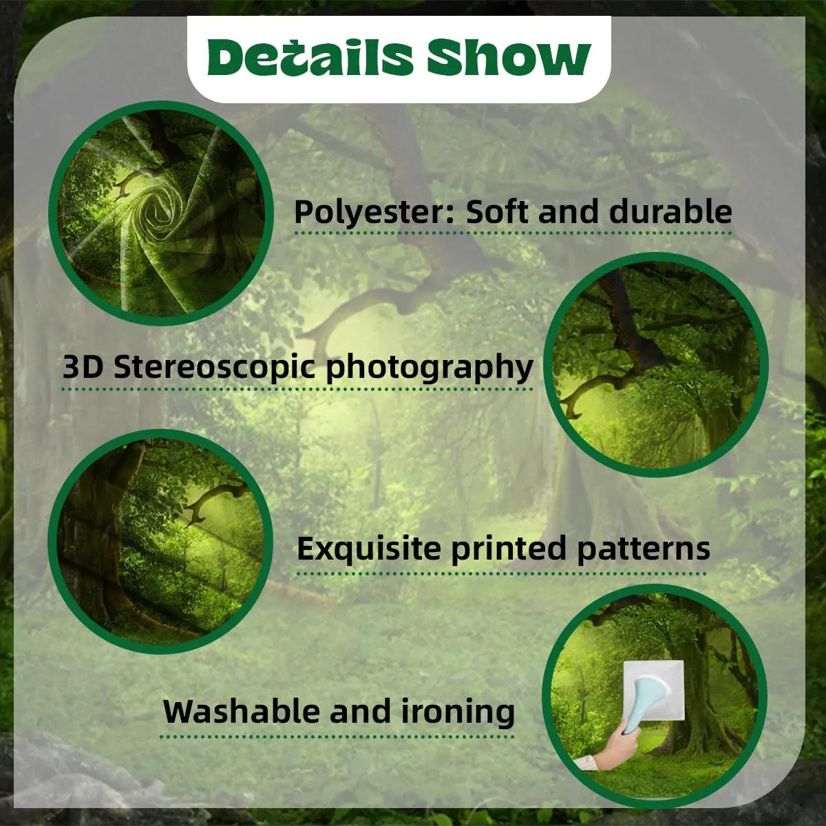 12x6ft Forest Backdrop Summer Tropical Jungle Enchanted Forests Plants Green Trees Nature Landscape Photography Background Camping Party Travel Explore Studio Photo Props Polyester