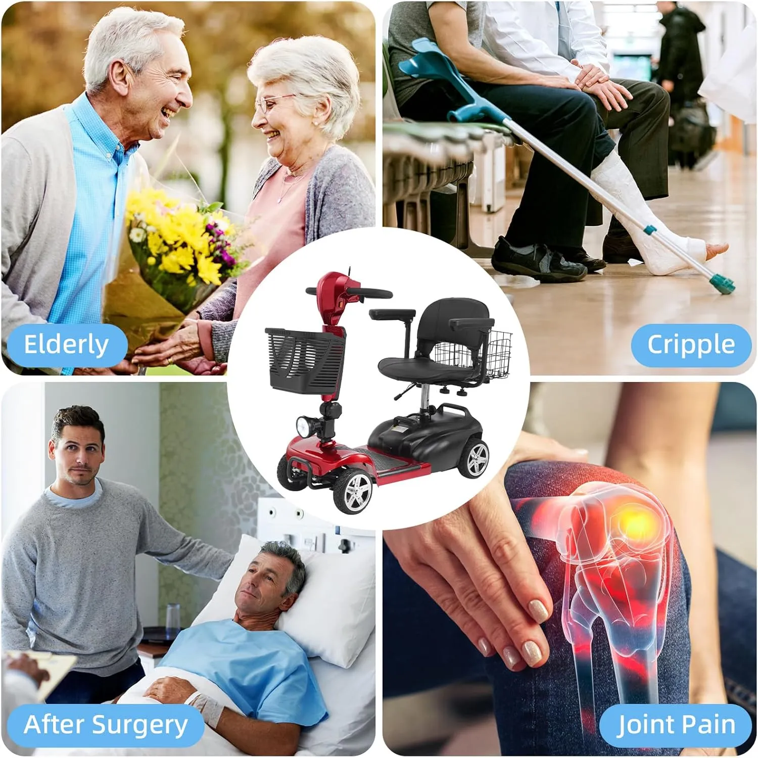15-45 Miles Ecomobi MS02 4 Wheels Mobility Scooter for Adults/Seniors, 350W Electric Wheelchair Device w/15Ah-25Ah Extended Battery, Dual Baskets, Compact Duty Mobile for Elderly(FSA/HSA Eligible)