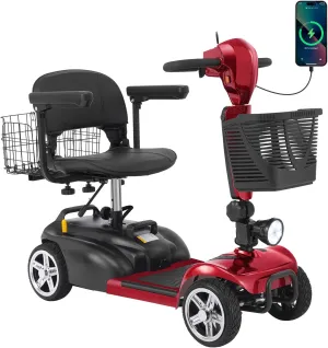 15-45 Miles Ecomobi MS02 4 Wheels Mobility Scooter for Adults/Seniors, 350W Electric Wheelchair Device w/15Ah-25Ah Extended Battery, Dual Baskets, Compact Duty Mobile for Elderly(FSA/HSA Eligible)