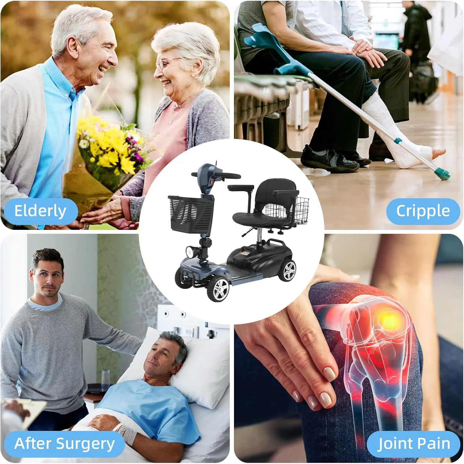 15-45 Miles Ecomobi MS02 4 Wheels Mobility Scooter for Adults/Seniors, 350W Electric Wheelchair Device w/15Ah-25Ah Extended Battery, Dual Baskets, Compact Duty Mobile for Elderly(FSA/HSA Eligible)