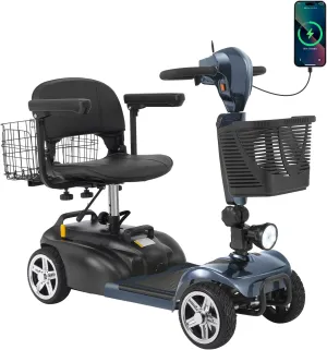 15-45 Miles Ecomobi MS02 4 Wheels Mobility Scooter for Adults/Seniors, 350W Electric Wheelchair Device w/15Ah-25Ah Extended Battery, Dual Baskets, Compact Duty Mobile for Elderly(FSA/HSA Eligible)