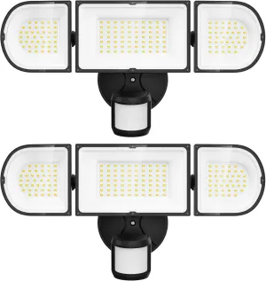 150W Motion Sensor Lights Outdoor for Outside, 15000LM LED Flood Lights Outdoor wired Dusk to Dawn, Exterior Security Floodlight Fixture Waterproof IP65, Outdoor Lighting for House, Garage 2 Pack