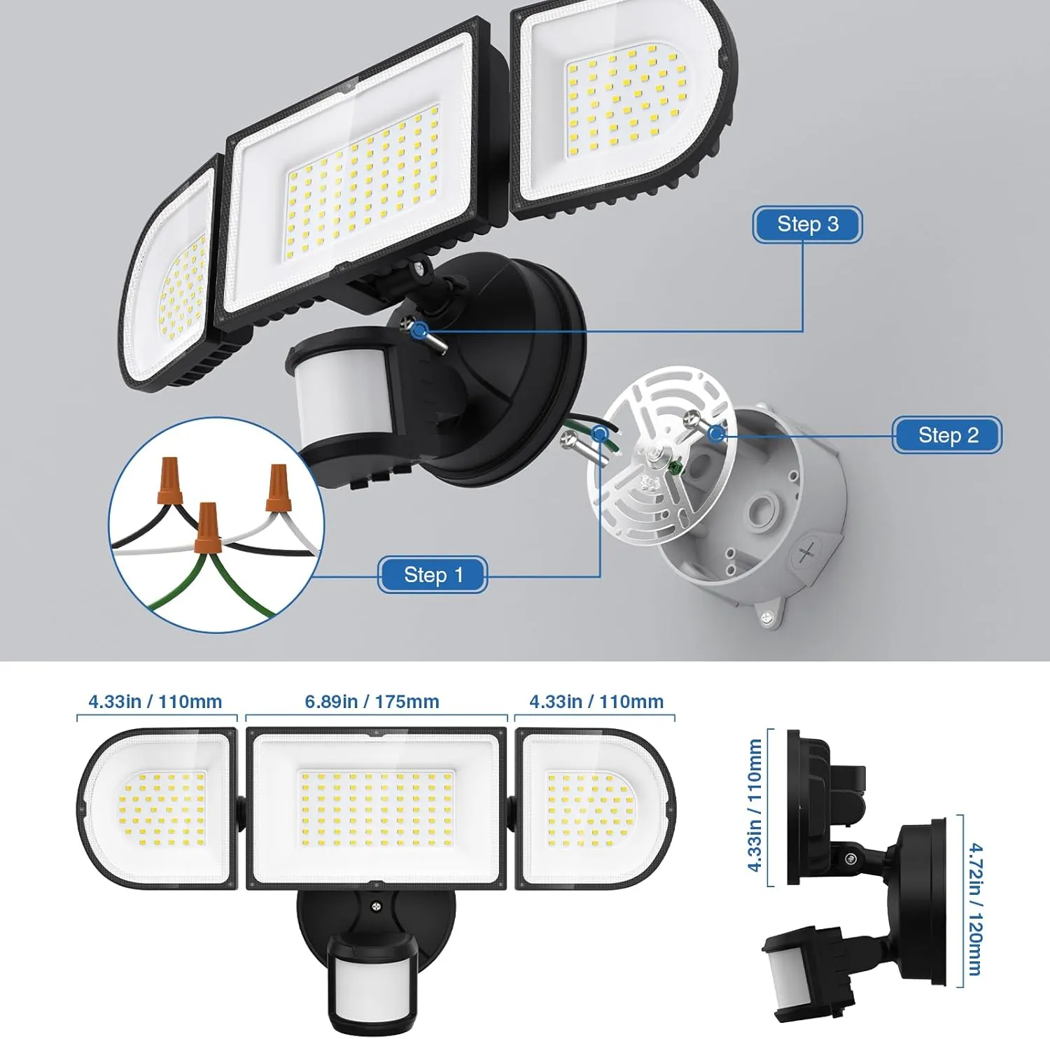 150W Motion Sensor Lights Outdoor for Outside, 15000LM LED Flood Lights Outdoor Wired Dusk to Dawn, Exterior Security Floodlight Fixture Waterproof IP65, Outdoor Lighting for House, Garage
