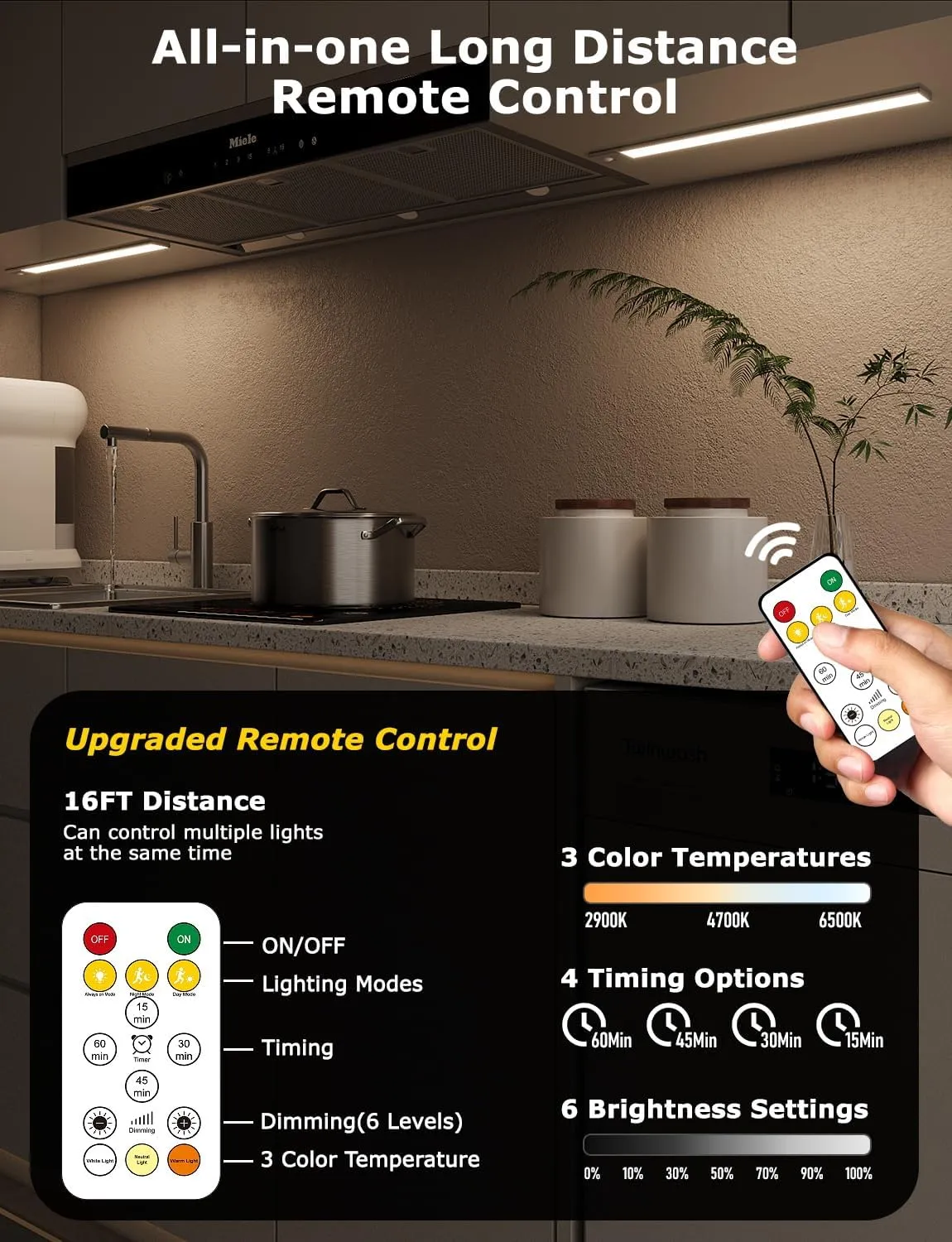 16" Ultra-Thin Under Cabinet Lighting Wireless, Aluminum Alloy Under Counter Lights for Kitchen, 3-Color-Temps Magnetic Closet Lights, Rechargeable Motion Sensor Light Indoor (4Pack, Silver)