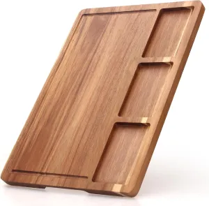 17" Acacia Wood Charcuterie Boards Large Wooden Cutting Board for Kitchen Countertop Decor Gift Cheese Boards with Sections Meats Charcuterie Platter Food Serving Tray Fruit Chopping Block