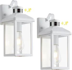 2 Pack Motion Sensor Outdoor Lights Wall Mount Dusk to Dawn Outdoor White Exterior Light Fixtures Waterproof Porch Light 3 Lighting Modes Outside Wall Lights for House