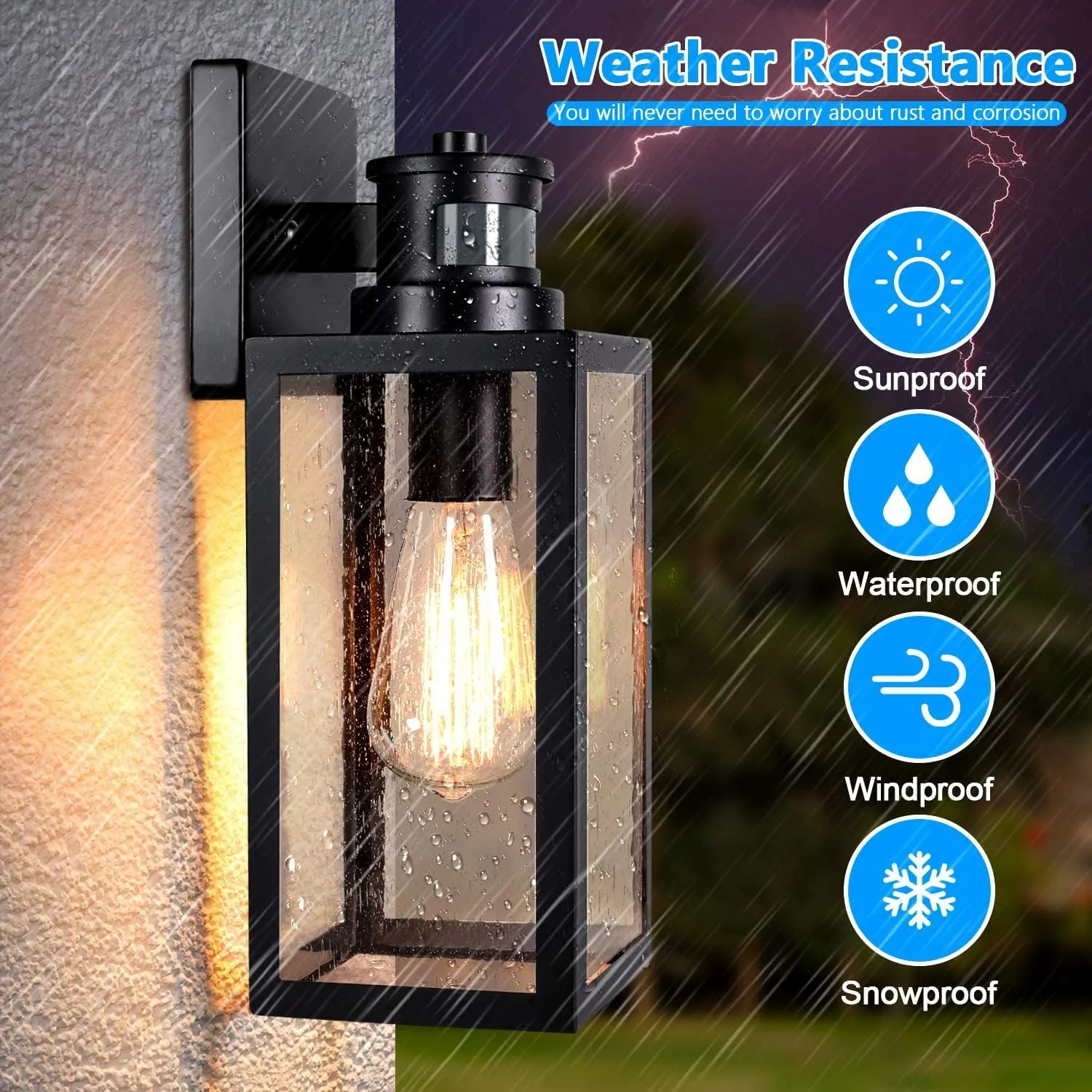2-Pack Motion Sensor Outdoor Wall Lanterns, Upgrade Dusk to Dawn Exterior Wall Sconces, Waterproof Porch Light Fixtures Outside Lights for House Entryway Doorway Garage, PIR Motion Activated