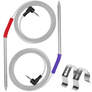 2-Pack Repalcement Meat Probe for Camp Chef Pellet Grill and Smoker, 3.5mm Plug Temperature Probe with Camp Chef Probe Clip Accessories