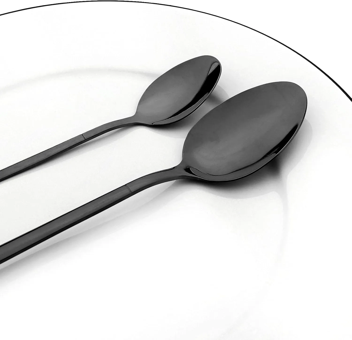 24-Piece Mirror Black Flatware Set, 18/0 Stainless Steel Cutlery Set Service for 6, Tableware Utensils Include Knife Fork Spoon and Teaspoon, Dishwasher Safe