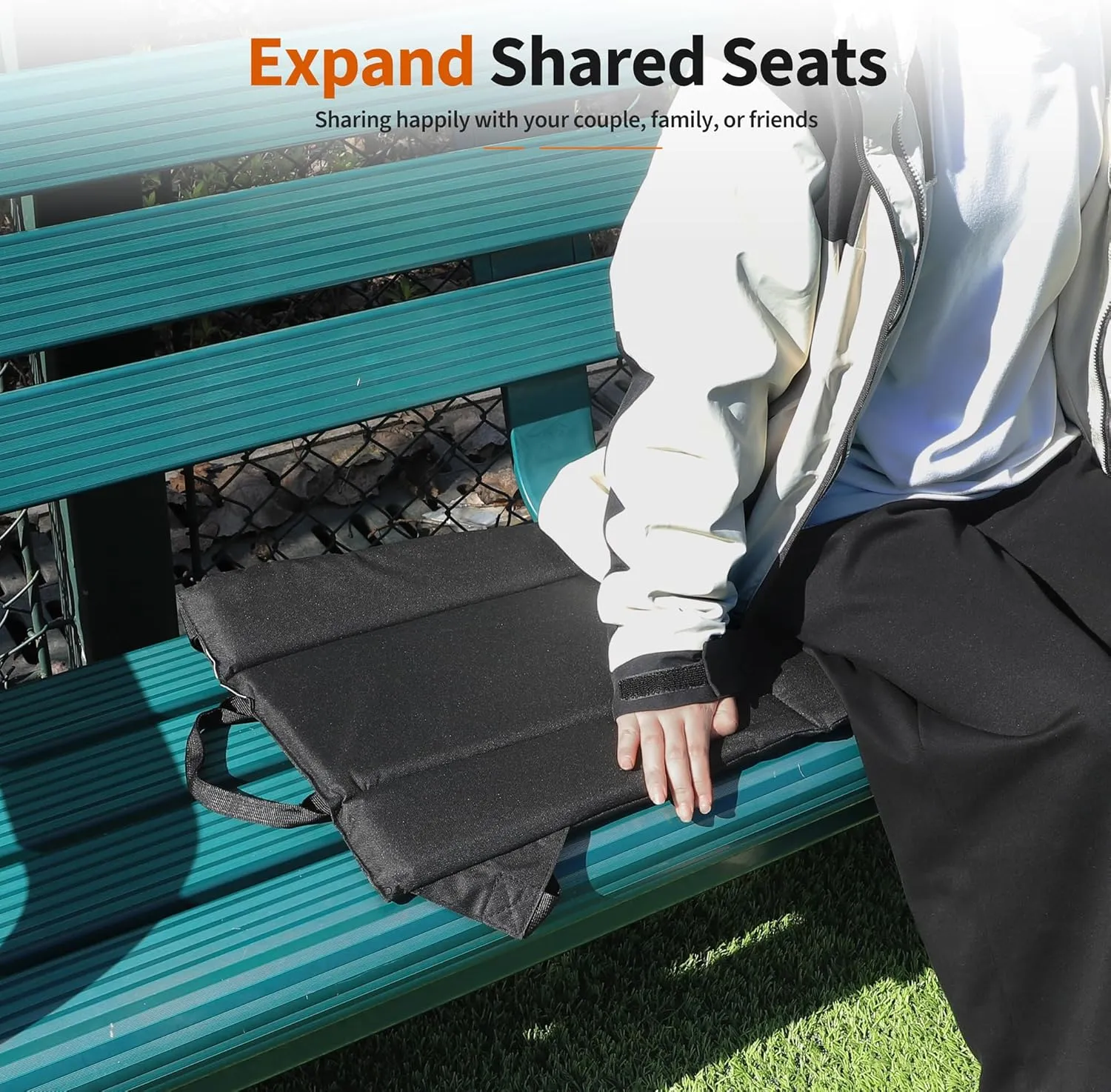 2PCS Portable Stadium Seat Cushion for Bleachers,Folding Lightweight Seat with Backrest,Adjustable Straps,Ideal for Camping,Hiking,Sports Events,Outdoor Concerts