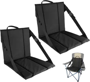 2PCS Portable Stadium Seat Cushion for Bleachers,Folding Lightweight Seat with Backrest,Adjustable Straps,Ideal for Camping,Hiking,Sports Events,Outdoor Concerts