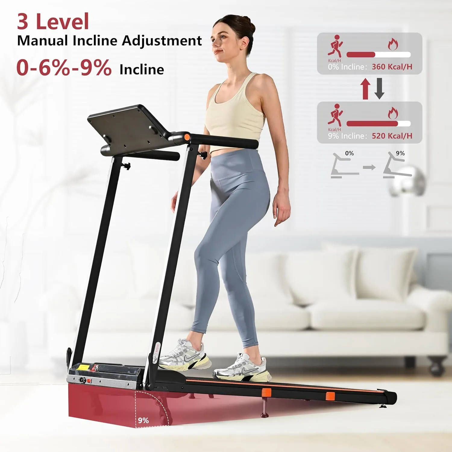 3 in 1 Under Desk Treadmill With Incline - Walking Pad With Removable Desk Workstation, 3.5HP Foldable Compact for Home Small Office - Wristband Remote Control