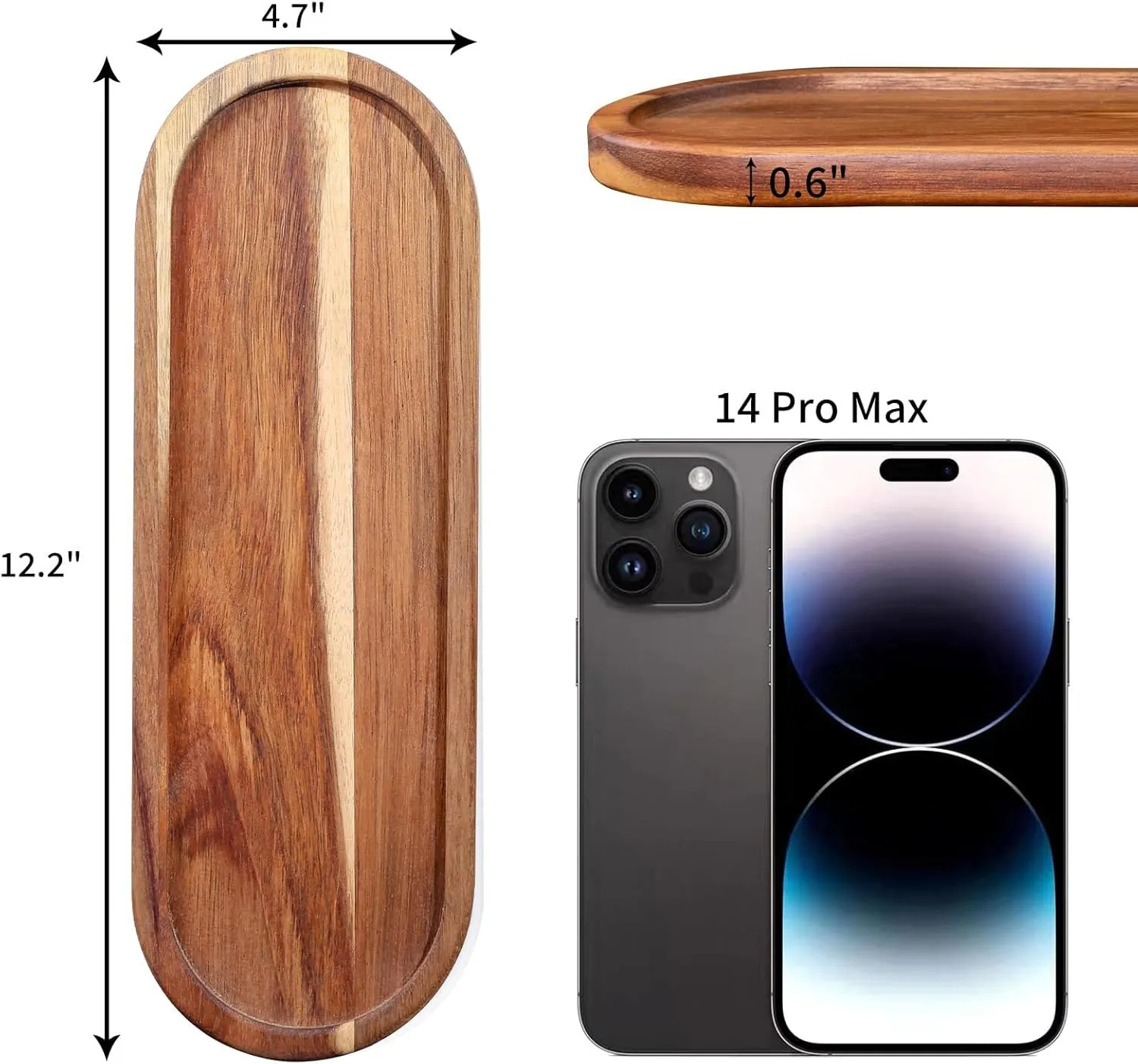 3 Pcs Acacia Wooden Serving Trays Oval Wood Platter Wooden Serving Platter Oval Charcuterie Plates Board Cheese Plate Fruit Wood Tray Acacia Cheese Board for Dessert Appetizer (14" x 4.5")