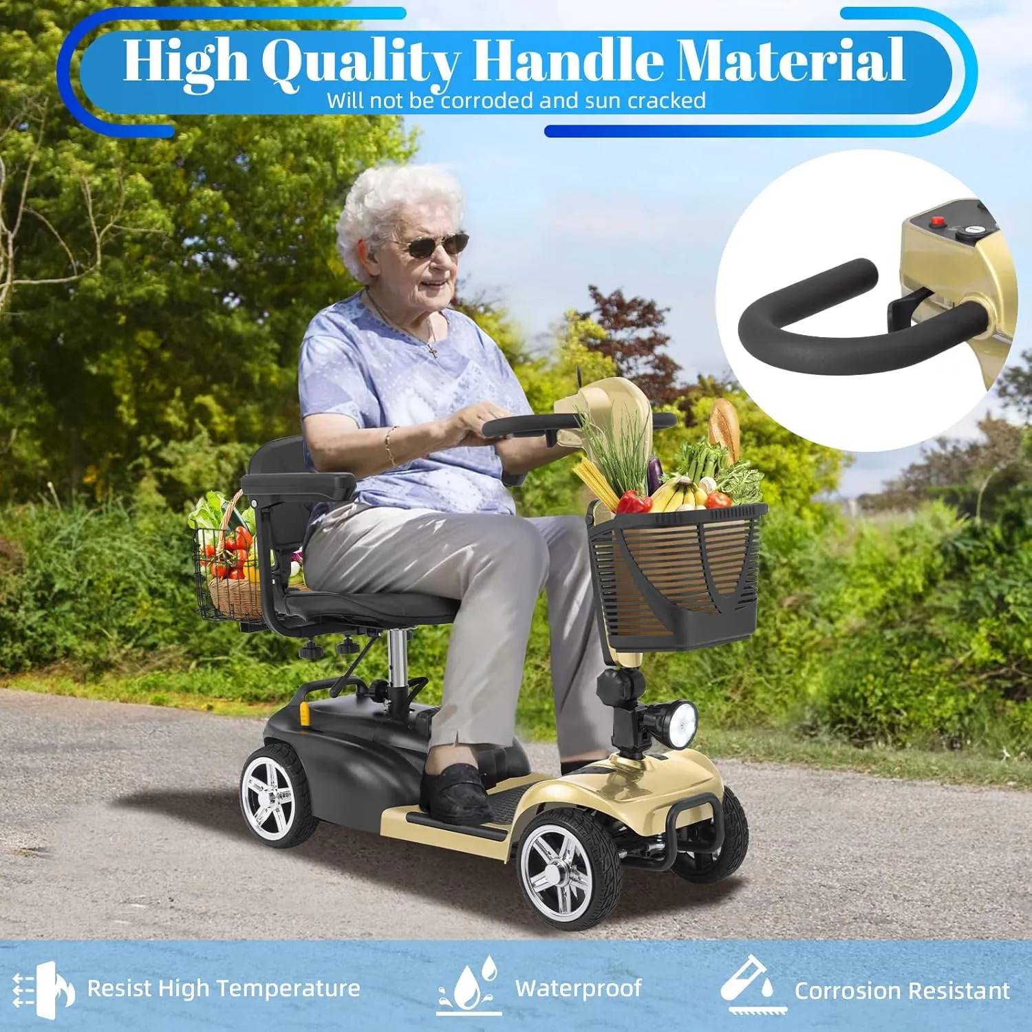 30-60 Miles Ecomobi MS02 Long Range 4 Wheels Electric Mobility Scooter for Adults/Seniors, 350W E-Wheelchair Device w/25Ah Extended Battery, Dual Baskets Compact Mobile for Travel(FSA/HSA Eligible)
