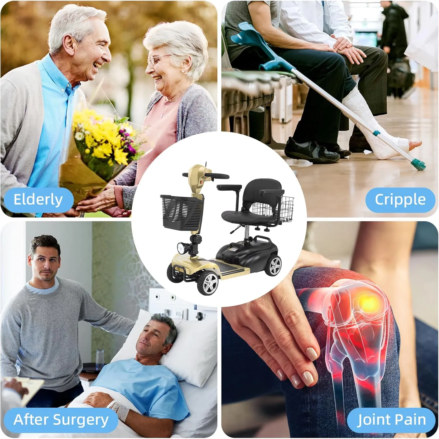 30-60 Miles Ecomobi MS02 Long Range 4 Wheels Electric Mobility Scooter for Adults/Seniors, 350W E-Wheelchair Device w/25Ah Extended Battery, Dual Baskets Compact Mobile for Travel(FSA/HSA Eligible)