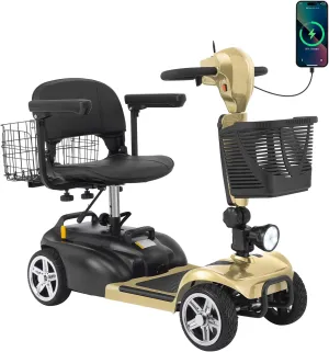 30-60 Miles Ecomobi MS02 Long Range 4 Wheels Electric Mobility Scooter for Adults/Seniors, 350W E-Wheelchair Device w/25Ah Extended Battery, Dual Baskets Compact Mobile for Travel(FSA/HSA Eligible)