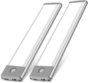 30-LED Under Cabinet Lights,USB Rechargeable Kitchen Cupboard Night Light,Battery Operated Under Counter Closet Lighting,Motion Detector Night Light,Wireless Magnetic Motion Activated Light-2Pack