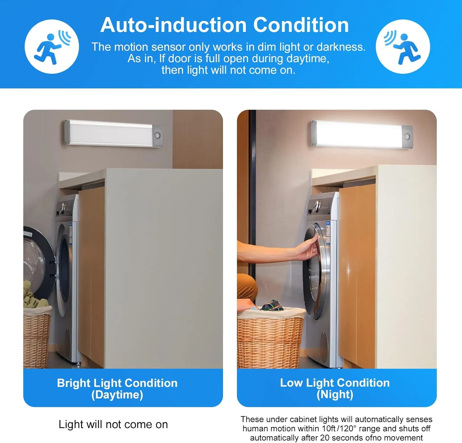 30-LED Under Cabinet Lights,USB Rechargeable Kitchen Cupboard Night Light,Battery Operated Under Counter Closet Lighting,Motion Detector Night Light,Wireless Magnetic Motion Activated Light-2Pack