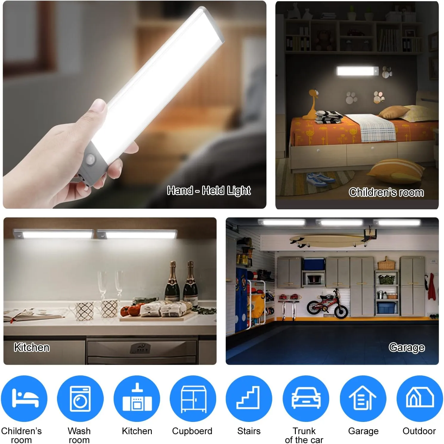 30-LED Under Cabinet Lights,USB Rechargeable Kitchen Cupboard Night Light,Battery Operated Under Counter Closet Lighting,Motion Detector Night Light,Wireless Magnetic Motion Activated Light-2Pack