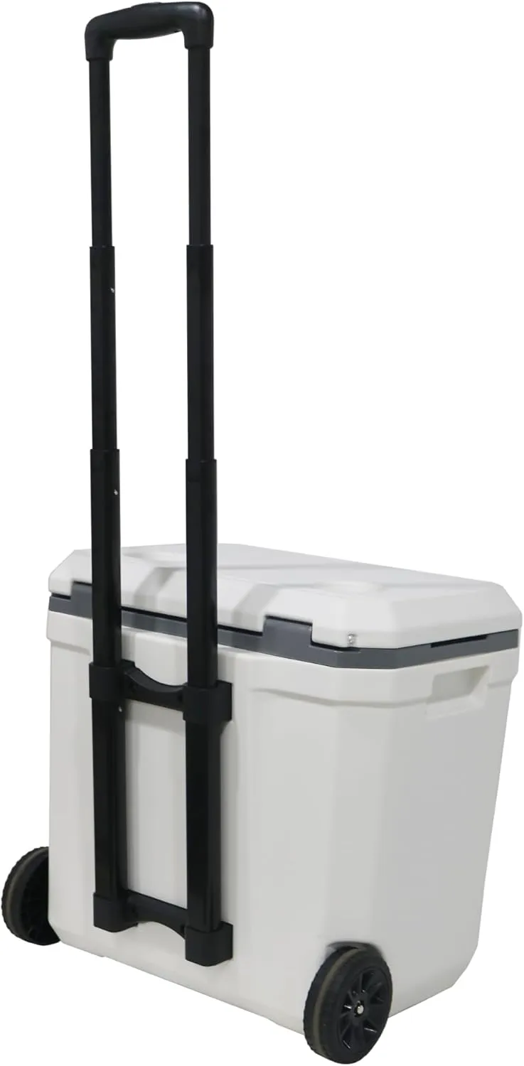 36 Quart Hard Chest Cooler with Easy Fastener Design,Insulated Portable Ice Box,Retractable Handle and Wheel Roller Cooler,Camping,Beach Ice Drink,Fishing,Picnic,Barbecue,Boat Party.White