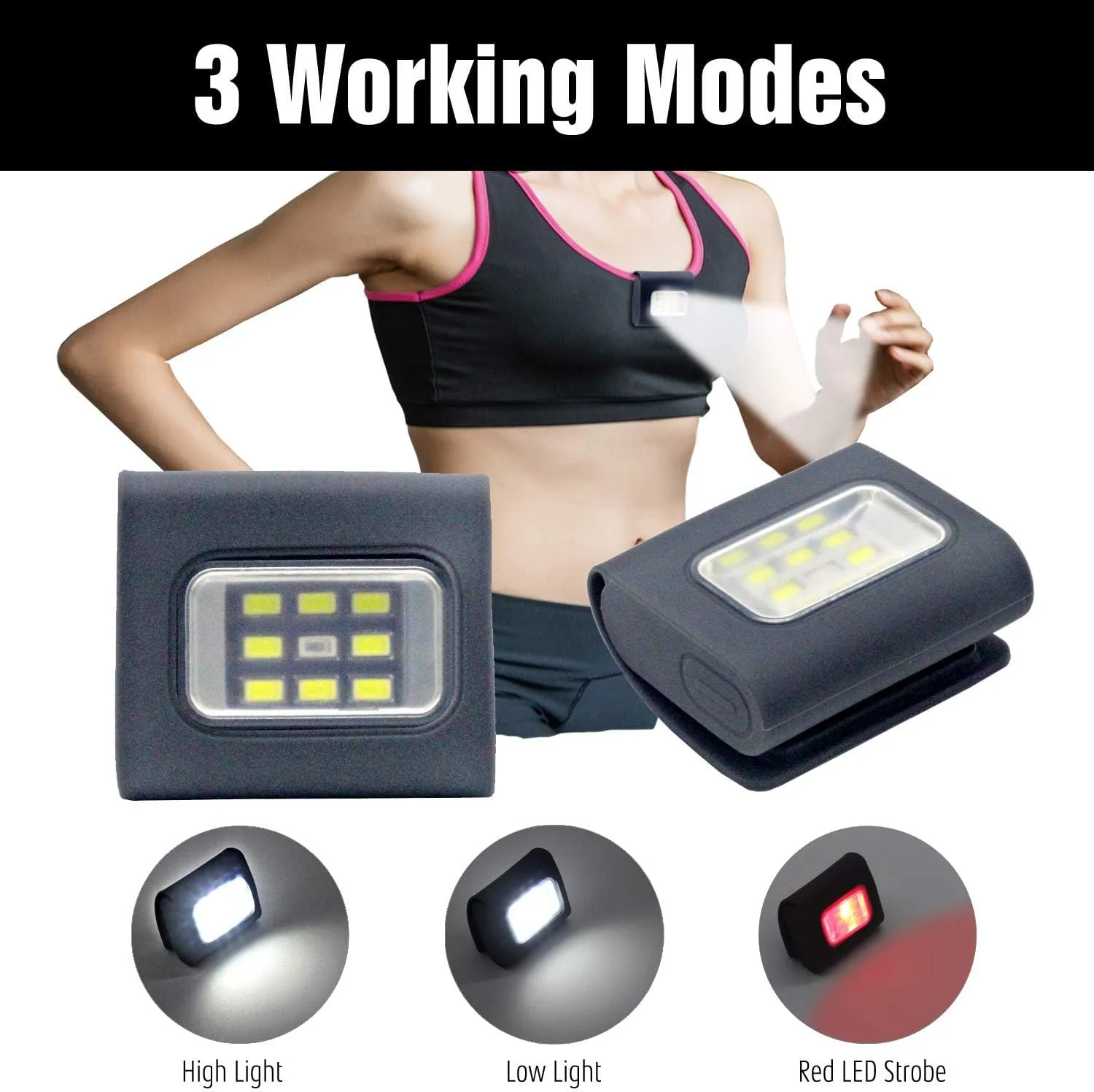 4 Pack Outdoor Night Running Lights, LED Running Lights for Runners with Rechargeable Battery for Camping, Hiking, Running, Jogging, Outdoor Adventure