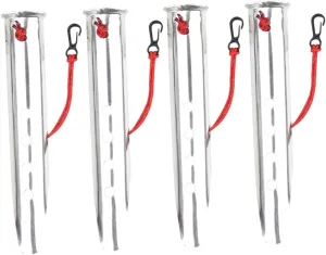 4pcs Aluminum U-Shaped Tent Stakes for Snowfield Heavy Duty Pegs for Camping Hiking Outdoor Use Silver Color for Enhanced Durability and Extra Holding Power