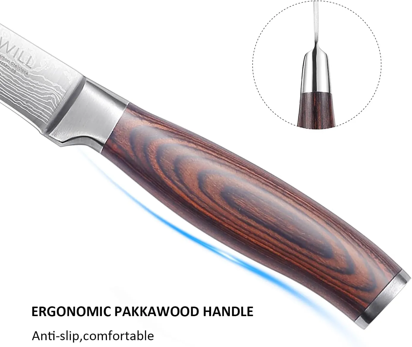 5 Inch Kitchen Utility Knife with Sheath, Multi-purpose Small Chef Knife with Ergonomic Pakkawood Handle, 5Cr15MoV stainless steel Knives for Cutting Meat, Fruit & Vegetable