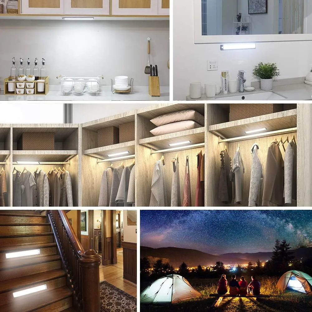 54-LED Under Cabinet Lights,USB Rechargeable Kitchen Night Light,Battery Operated Counter Closet Lighting,Wireless Motion Activated Light for Cabinets Cupboard Pantry(Warm Light 2Pack