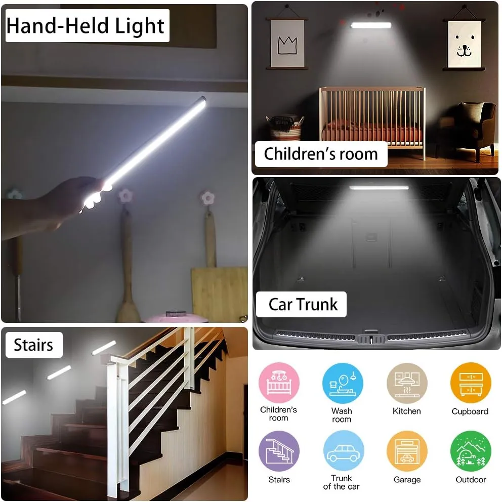 54-LED Under Cabinet Lights,USB Rechargeable Kitchen Night Light,Battery Operated Counter Closet Lighting,Wireless Motion Activated Light for Cabinets Cupboard Pantry(Warm Light 2Pack