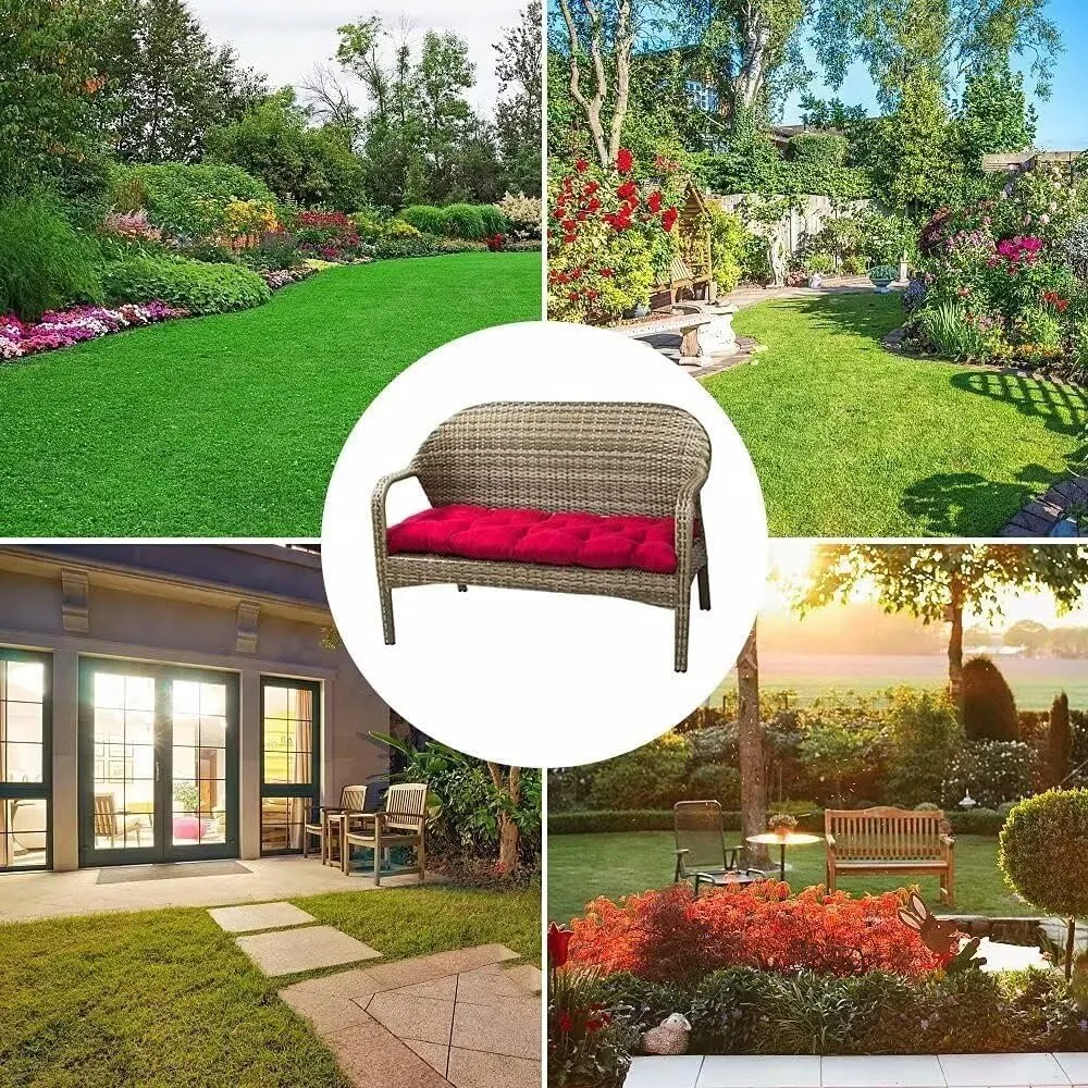59 inch Indoor/Outdoor Bench Cushion, Swing Cushion,2/3 seat Thick Outdoor Garden Bench Seat Cushion Backrest Waterproof Bench Pad (59 X 19.6 in Kihaki)