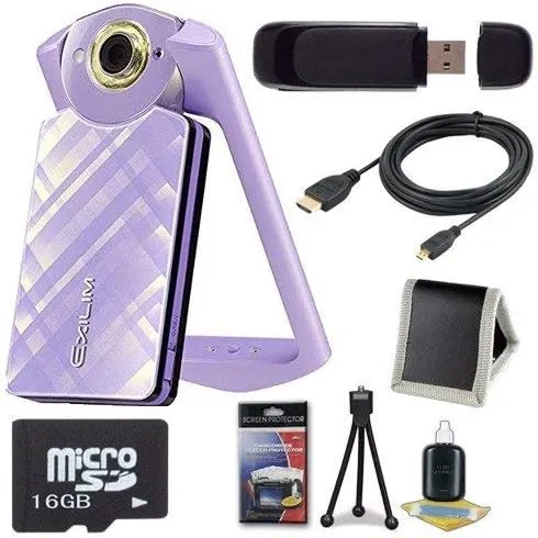 6Ave Casio EX-TR60 Self Portrait/Selfie Digital Camera (Light Violet)   16GB microSD Memory Card   Micro HDMI Cable   SDHC Card USB Reader   Memory Card Wallet   Deluxe Starter Kit Bundle
