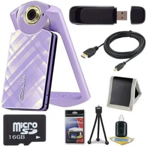 6Ave Casio EX-TR60 Self Portrait/Selfie Digital Camera (Light Violet)   16GB microSD Memory Card   Micro HDMI Cable   SDHC Card USB Reader   Memory Card Wallet   Deluxe Starter Kit Bundle