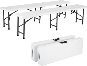 6ft Plastic Folding Bench Seat with Carrying Handle&Lock,Portable in/Outdoor Picnic Party Camping Dining Seat for Camping Picnic Party Dining Garden Soccer Multipurpose Entertaining Activities,2 Pack