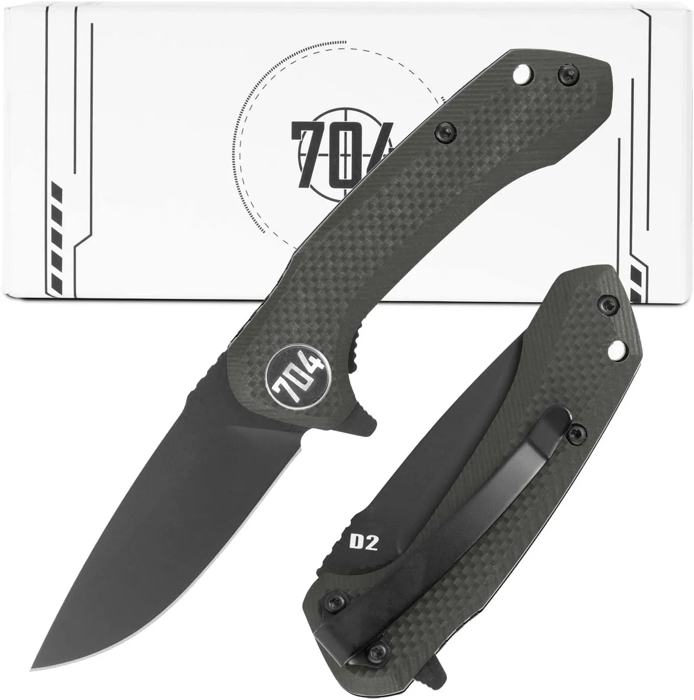 704 Gear Midnight Scout Lite EDC Folding Pocket Knife | Ultra Compact 2.44" Drop Point Blade, D2 Steel, G10 Handle