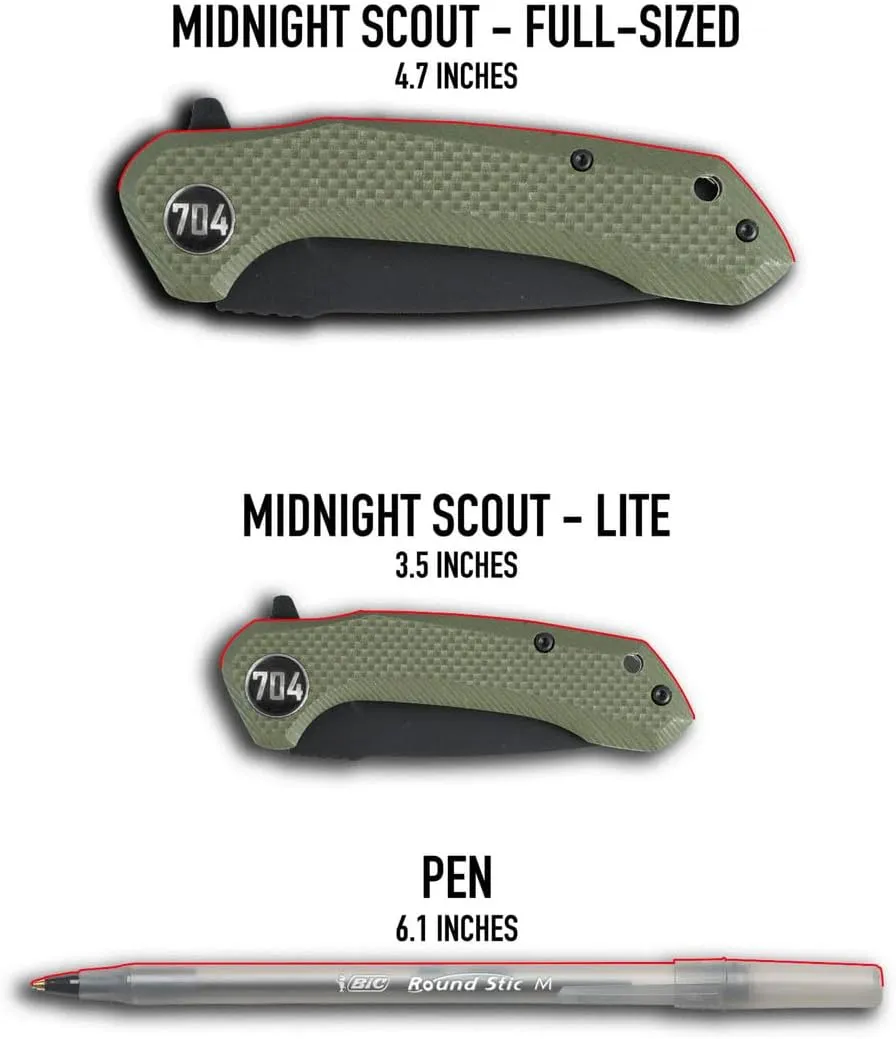 704 Gear Midnight Scout Lite EDC Folding Pocket Knife | Ultra Compact 2.44" Drop Point Blade, D2 Steel, G10 Handle
