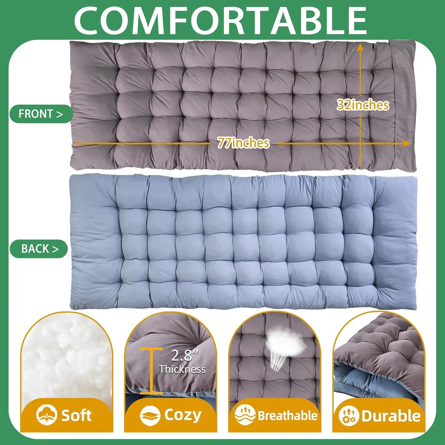 79" L x 32" W x 18" H Camping Cot with Comfortable Mattress for Adults Oversize XXL Cots for Sleeping Camping Bed Folding Cot Heavy Duty with Carry Bag for Home Outdoor Travel