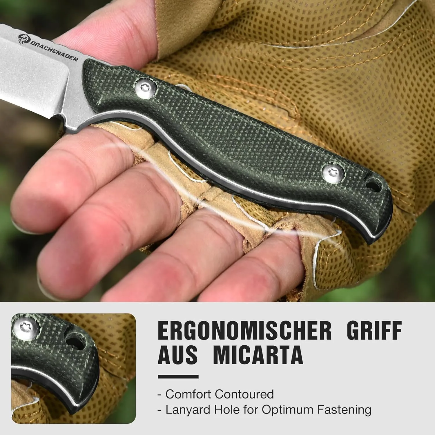 7" Small Fixed Blade Knife with Sheath GT3, 2.95" D2 Steel Blade, Full Tang, EDC knife with Pocket Clip Outdoor with Micarta Handle