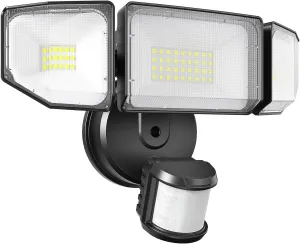 85W LED Security Lights Motion Sensor Light Outdoor, 8500LM Dusk to Dawn, IP65 Waterproof, 6500K, 3 Head Motion Detected Flood Light, Floodlight for Outside, Garage, Yard, Porch (Black)