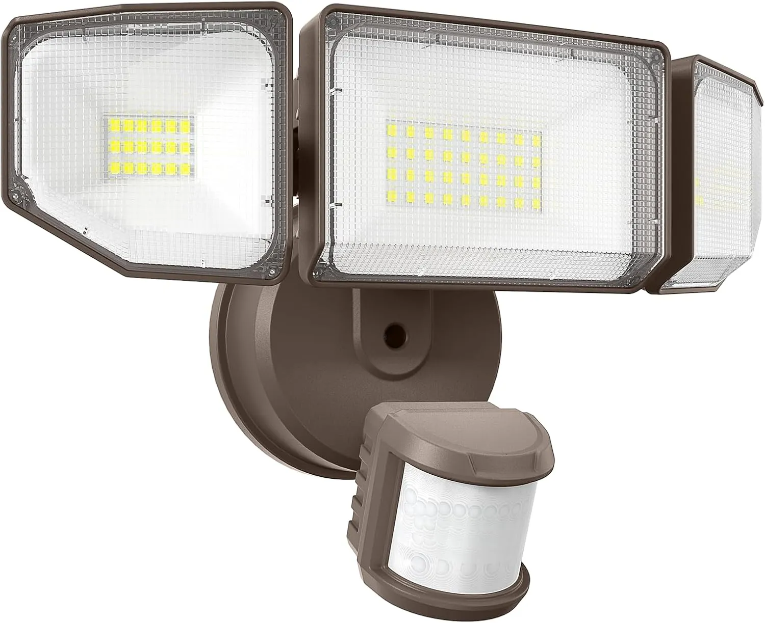 85W LED Security Lights Motion Sensor Light Outdoor, 8500LM Dusk to Dawn, IP65 Waterproof, 6500K, 3 Head Motion Detected Flood Light, Floodlight for Outside, Garage, Yard, Porch (Brown)