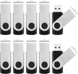 8GB Flash Drive 10 Pack Bulk USB Flash Drives, USB2.0 Thumb Drive USB Stick for Data Storage Backup, Jump Drive Pen Drive Zip Drive Memory Stick with Indicator, USB Storage Flash Drive Swivel Design