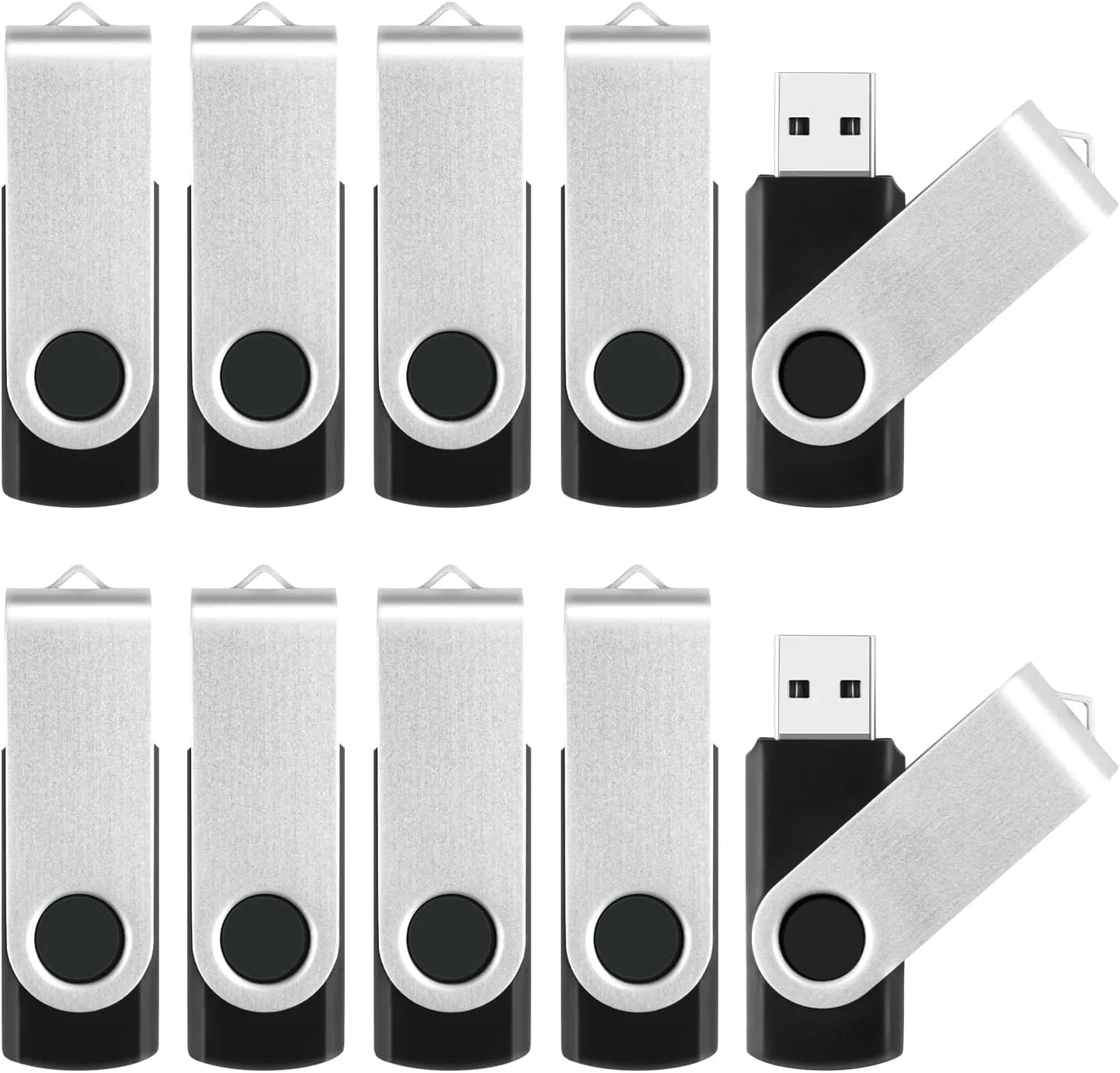 8GB Flash Drive 10 Pack Bulk USB Flash Drives, USB2.0 Thumb Drive USB Stick for Data Storage Backup, Jump Drive Pen Drive Zip Drive Memory Stick with Indicator, USB Storage Flash Drive Swivel Design