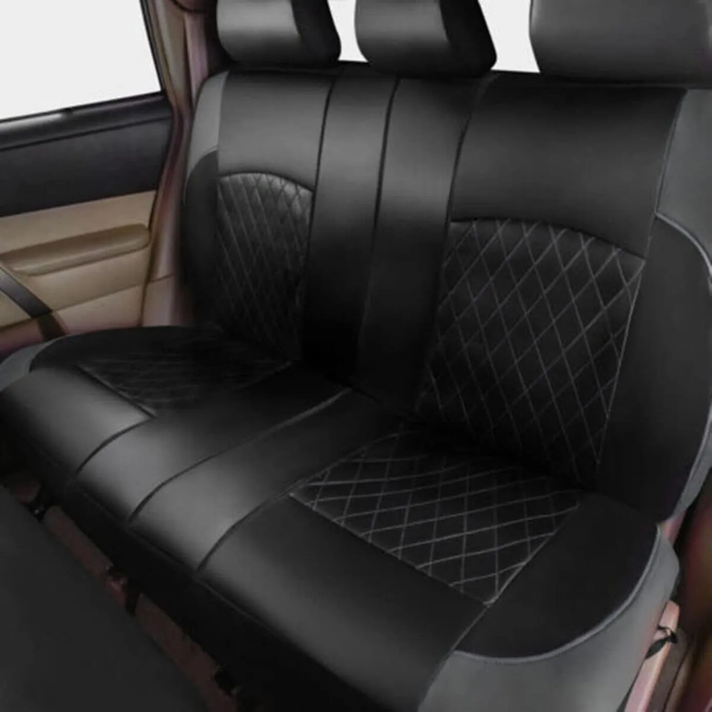9 Pcs Car Seat Cover Sets for Daewoo NEXIA Hatchback 1995-1997, Leather Seat Cover Waterproof Breathable Nonslip Full Set Seat Covers Interior Accessories,Grey