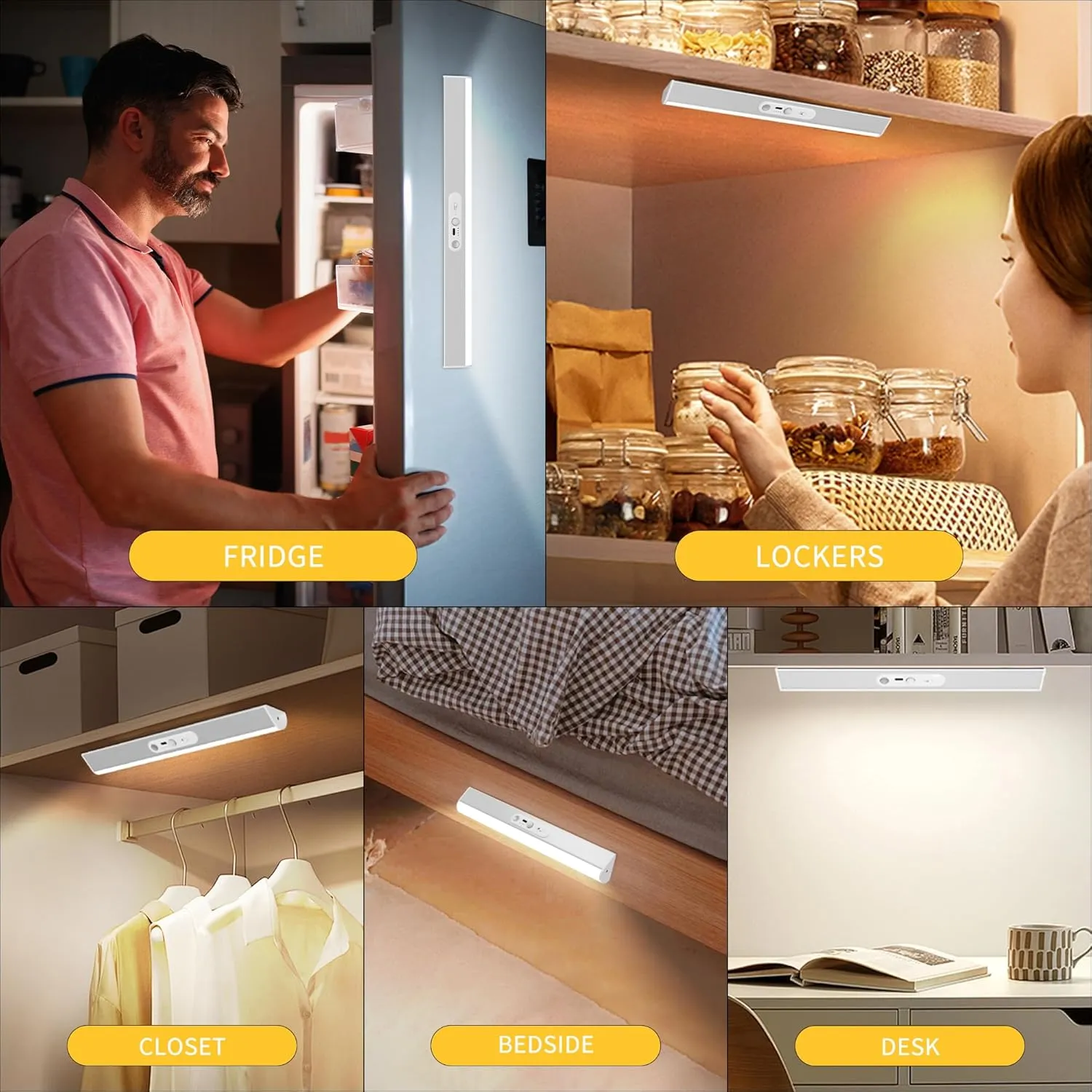 90 LED Closet Lights Motion Sensored with Eye-Protection Design, Rechargeable LED Wardrobe Lighting with Remote and Magnetic, 3000mAh Cabinet Light Battery Operated for Pantry Wardrobe, 18inch