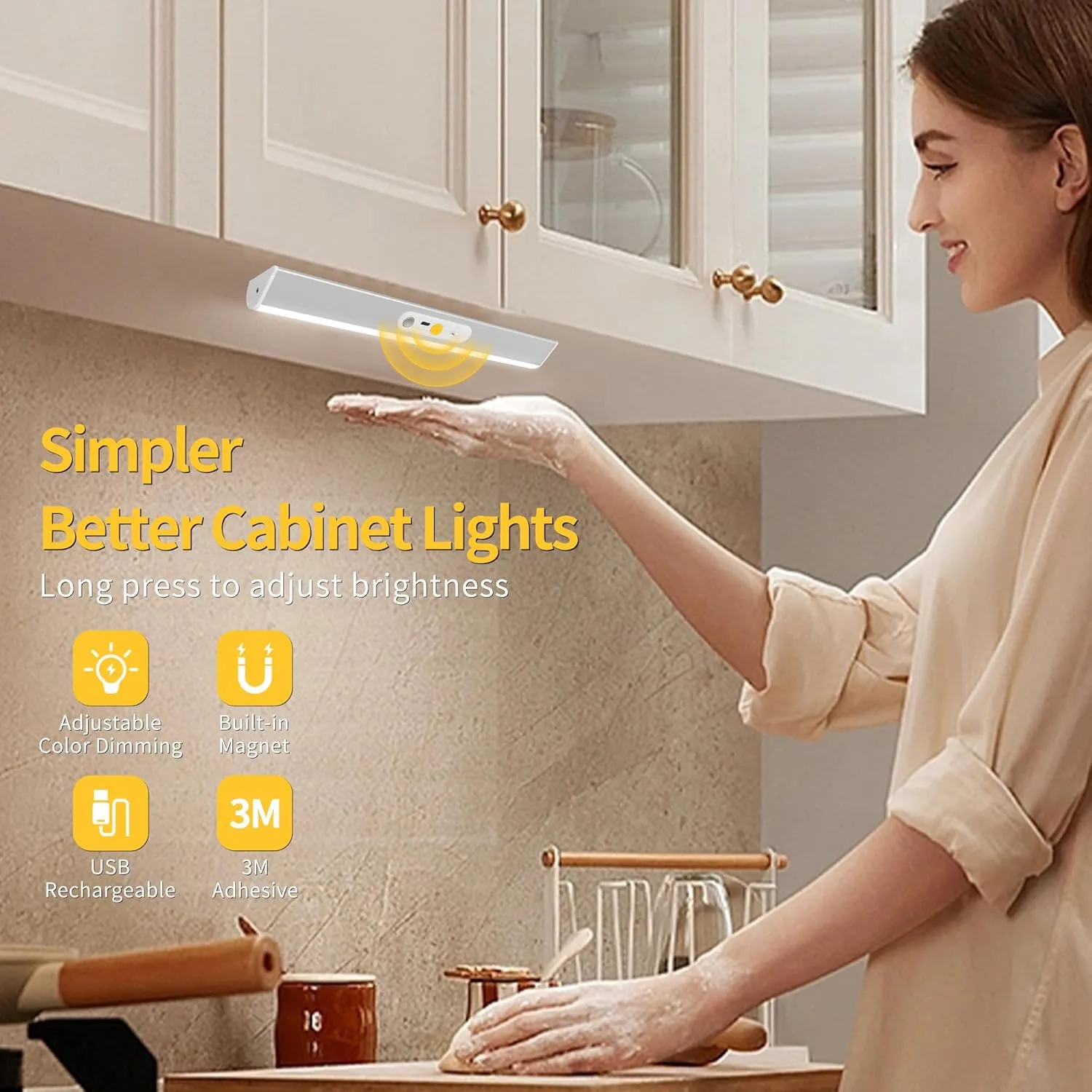 90 LED Closet Lights Motion Sensored with Eye-Protection Design, Rechargeable LED Wardrobe Lighting with Remote and Magnetic, 3000mAh Cabinet Light Battery Operated for Pantry Wardrobe, 18inch
