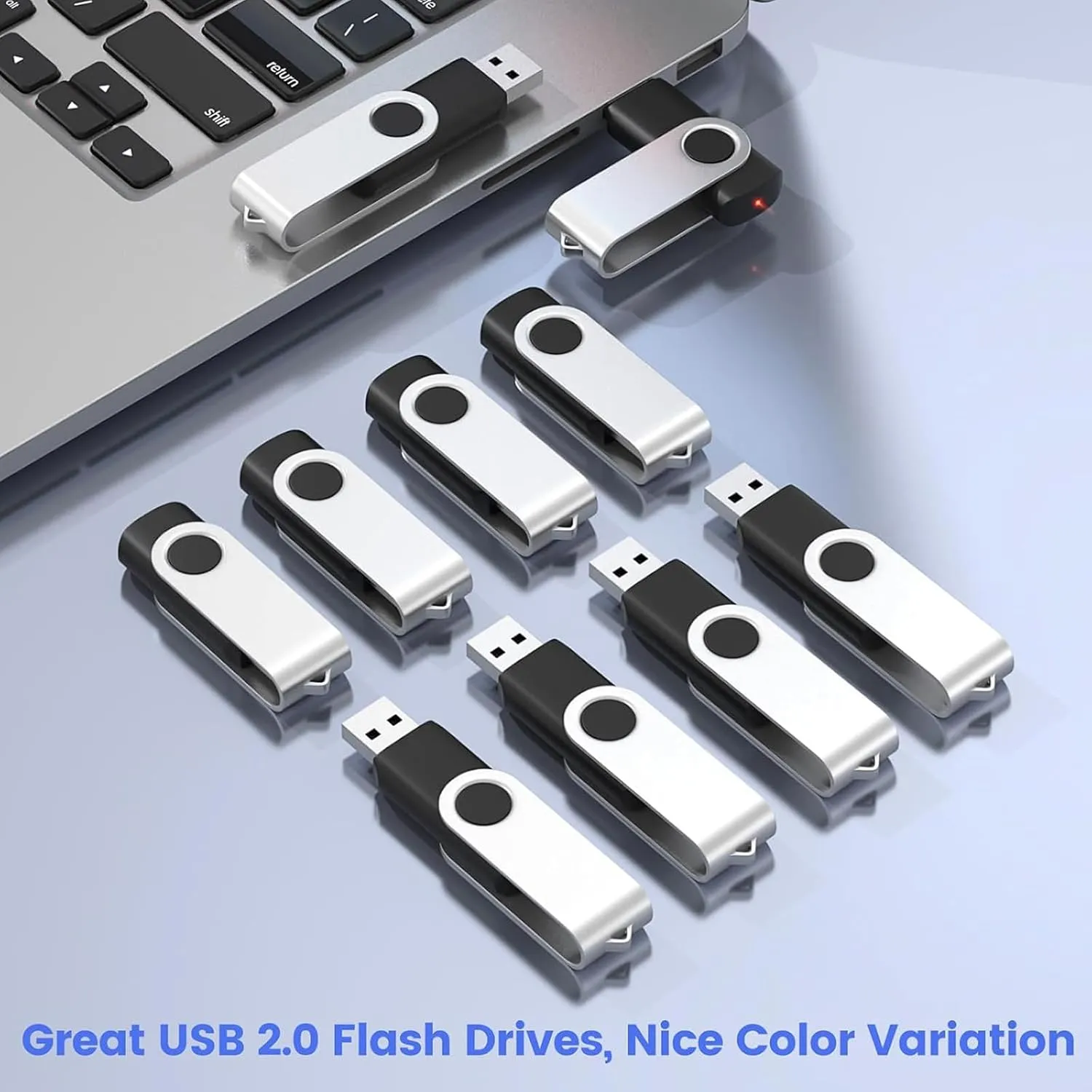 ABLAZE Flash Drives 1GB 20 Pack, USB 2.0 Thumb Drive Bulk with Lanyards Swivel Memory Stick U Disk 1GB Pendrive USB Pack (Black)
