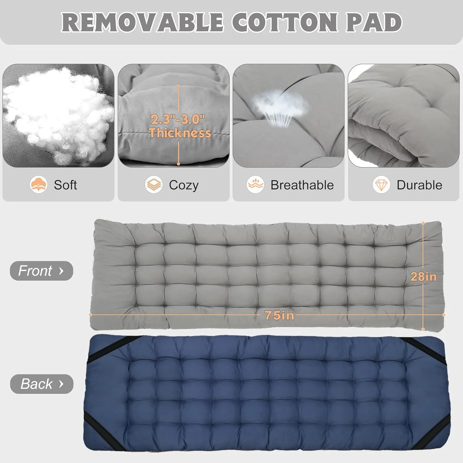 ABORON Folding Camping Cot W/Mat for Adults, Heavy Duty Outdoor Bed with Carry Bag,1200 D Layer Oxford Travel Camp Cots