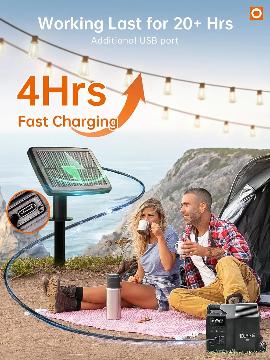 addlon 35FT Solar String Lights Outdoor, Waterproof Solar Powered with Remote & USB Port, 10 1 LED Shatterproof Bulbs, Dimmable Solar Light Outdoor for Camping Backyard Bistro Porch